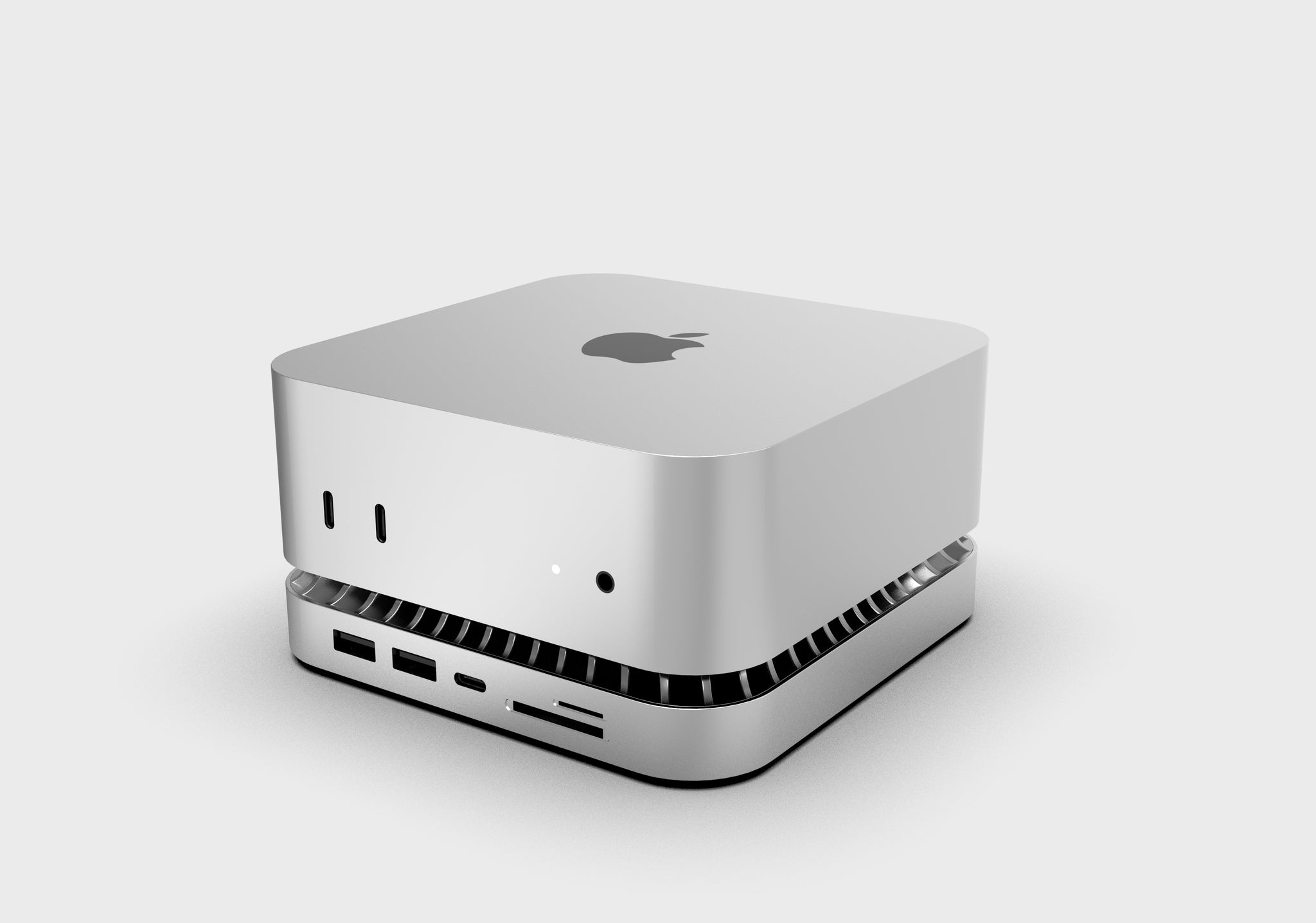 RayCue New M4/2024 Mac Mini Hub &amp; Stand with NVMe/M.2 SATA SSD Enclosu