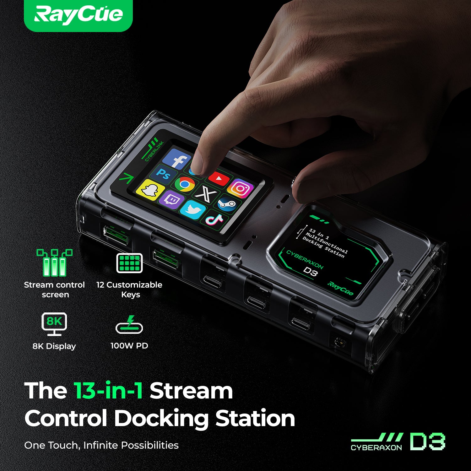 CyberAxon D3: 13-in-1 Multifunctional Stream Control Dock(Pre-sale Shipping time is March 30，2025）