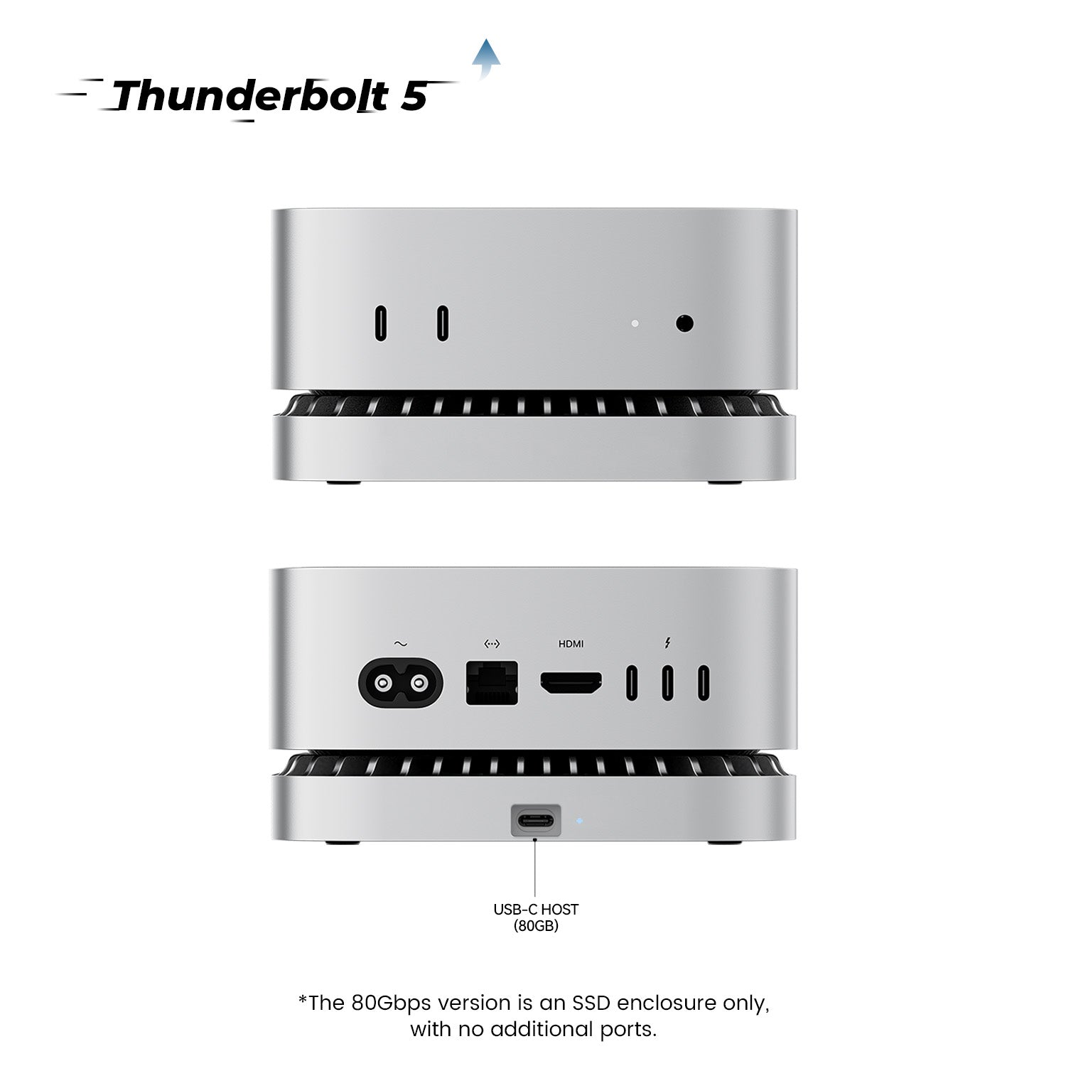 RayCue New M4/2024 Mac Mini Hub & Stand with NVMe/ M.2 SATA SSD Enclosure Compatible with Thunderbolt 4/5