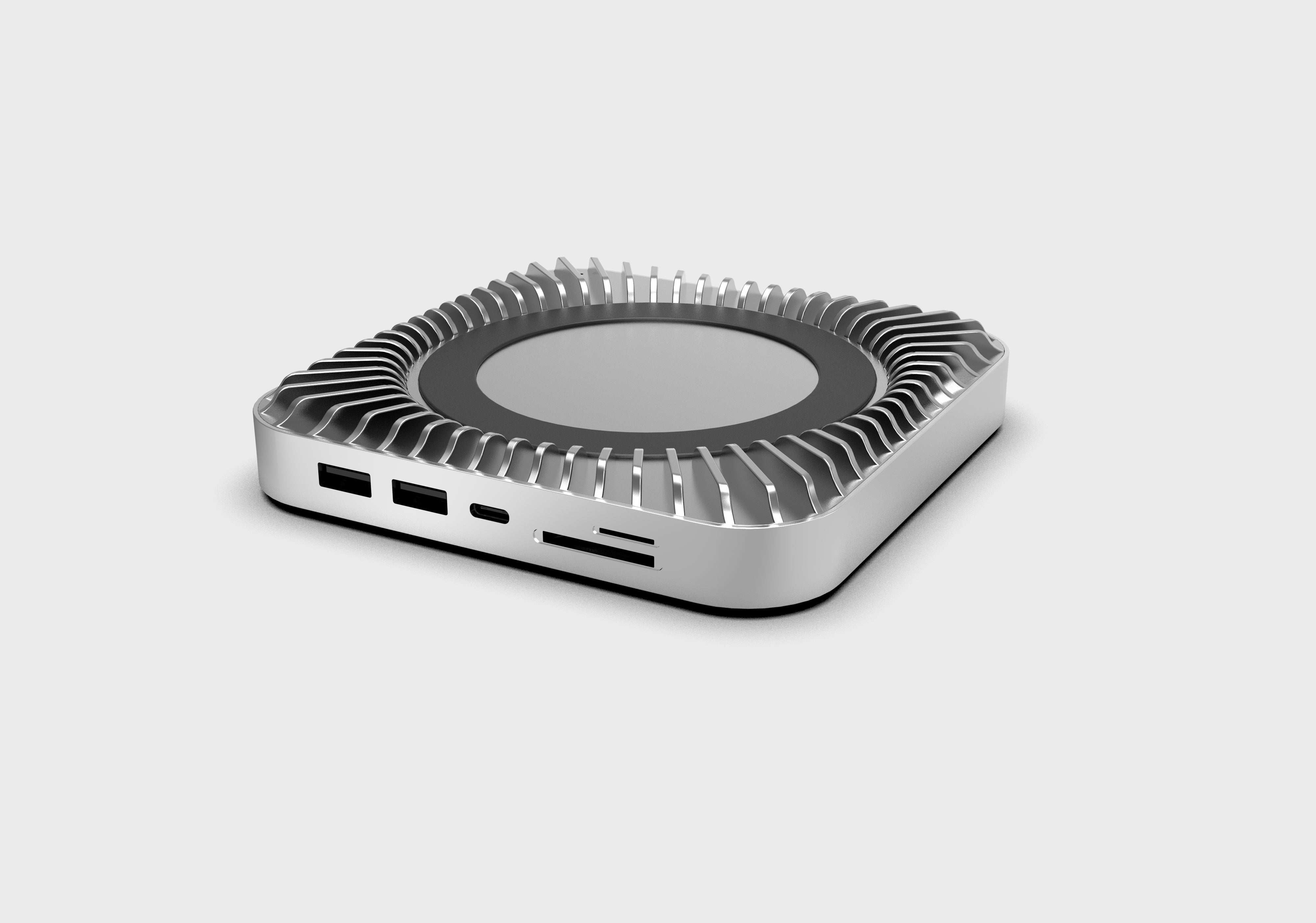 RayCue New Type-C Stand & Hub with NVMe/ M.2 SATA SSD Enclosure for All New Mac Mini M4/M4Pro