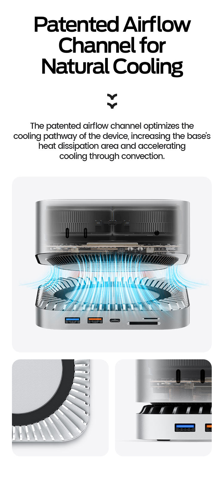 RayCue New M4/2024 Mac Mini Hub & Stand with NVMe/ M.2 SATA SSD Enclosure Compatible with Thunderbolt 4/5