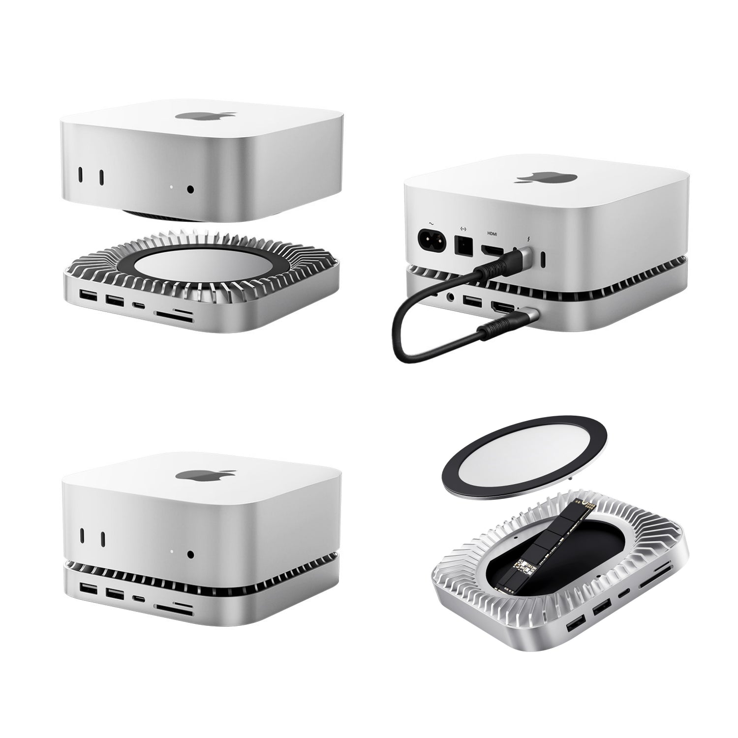 RayCue Type-C Stand & Hub with NVMe/ M.2 SATA SSD Enclosure for 2024 Mac Mini