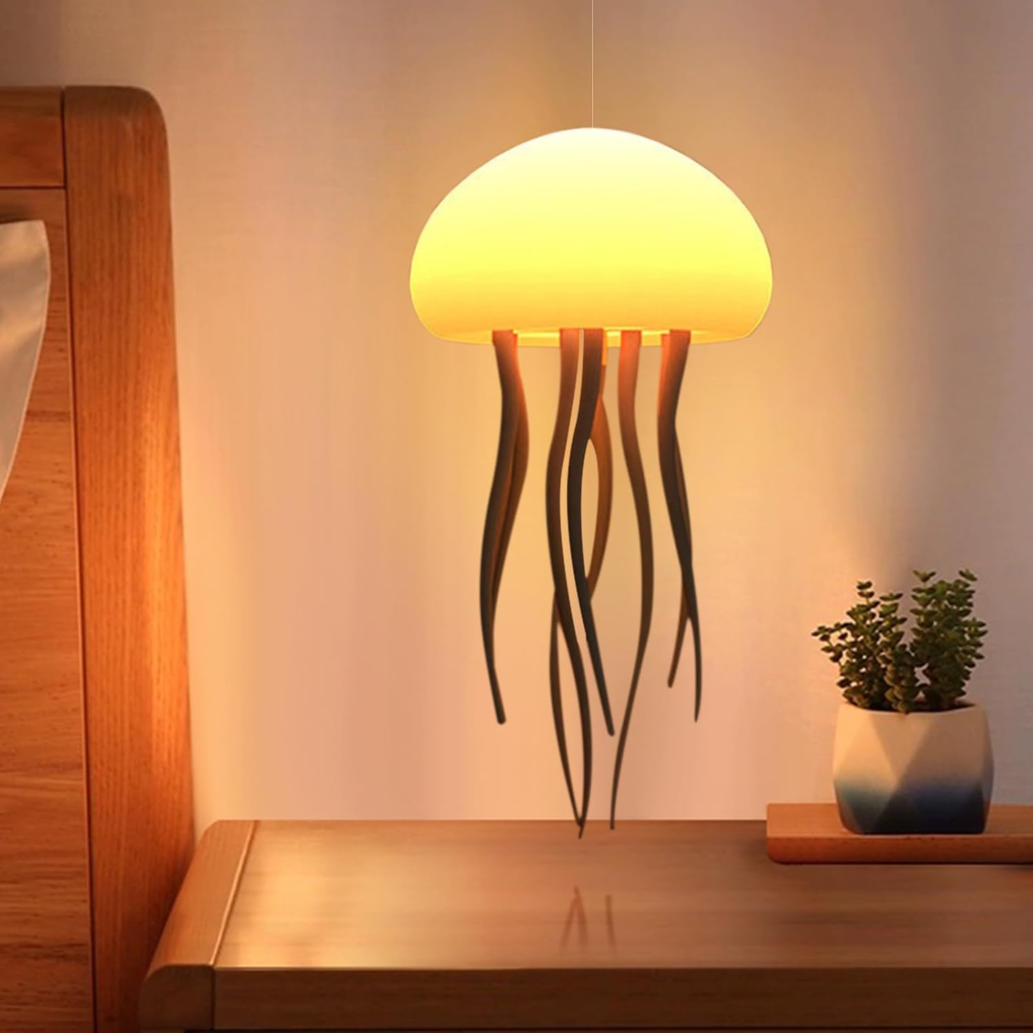 LED Cute Jellyfish Night Light, RGB Gradient Cute Jellyfish Bedside Lamp Voice Control Light Rechargeable - Type-C Table Lamp Bedside Lamp with Touch Sensor Lamp for Bedroom