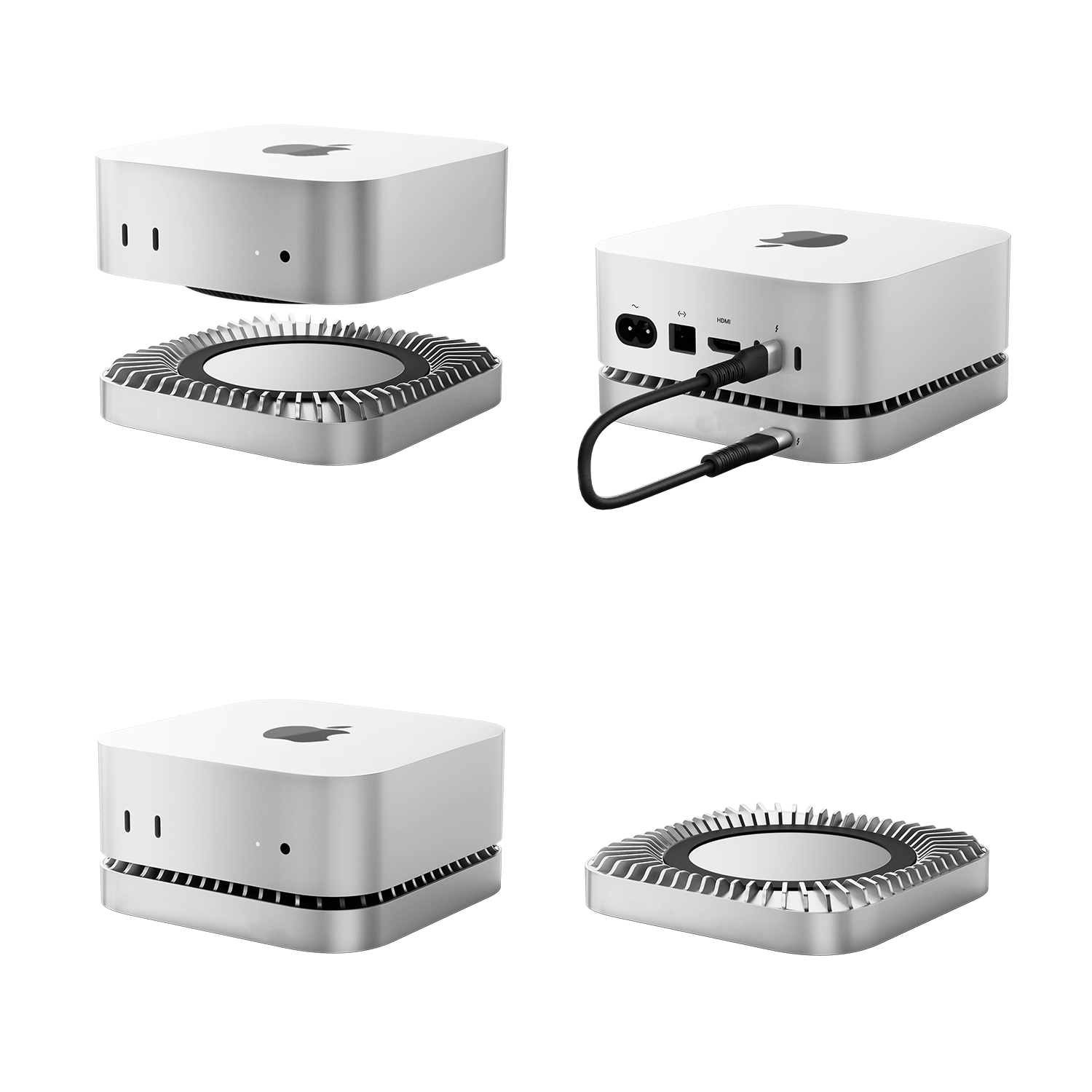 RayCue New M4/2024 Mac Mini Hub & Stand with NVMe/ M.2 SATA SSD Enclosure for All New Mac Mini M4/M4Pro