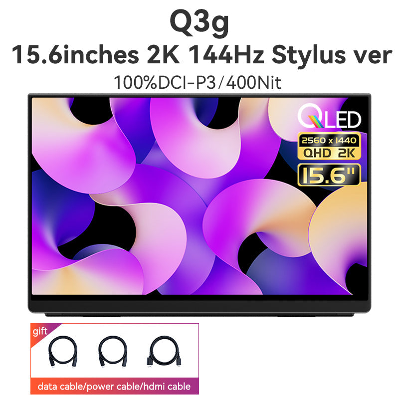 Q3g 15.6" QHD 2K 144Hz Portable Touchscreen Monitor with Stylus Support