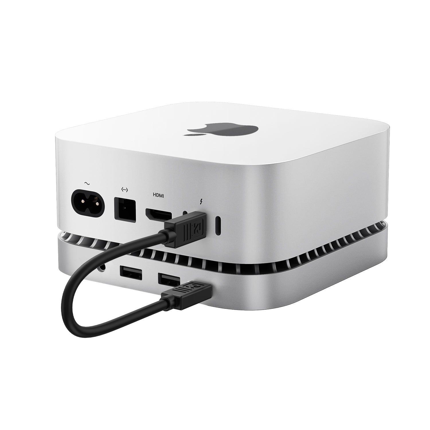 RayCue New M4/2024 Mac Mini Hub & Stand with NVMe/ M.2 SATA SSD Enclosure for All New Mac Mini M4/M4Pro